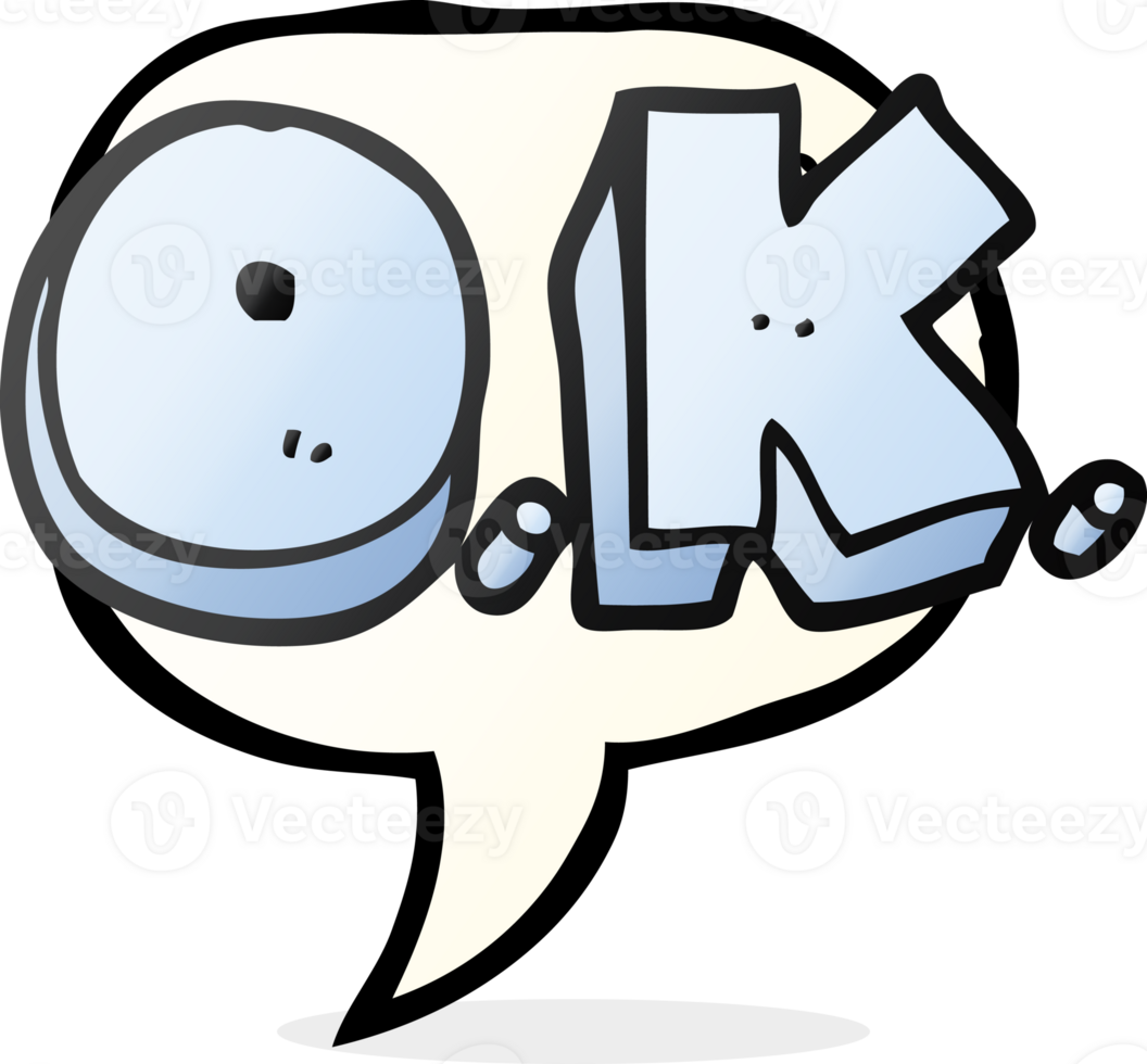 hand drawn speech bubble cartoon word OK png