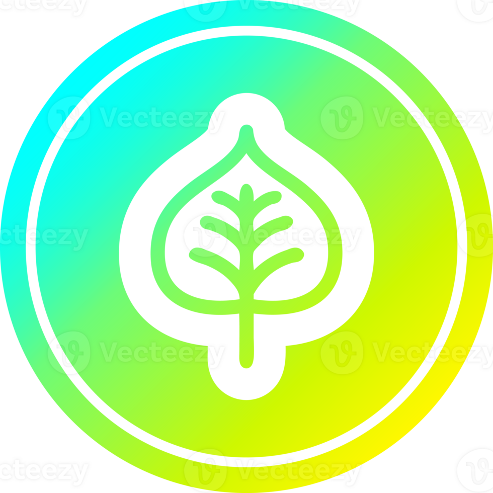 natural leaf circular icon with cool gradient finish png