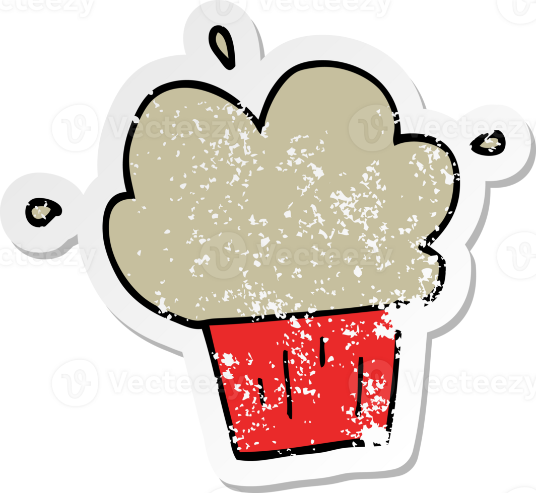 distressed sticker of a cartoon muffin png