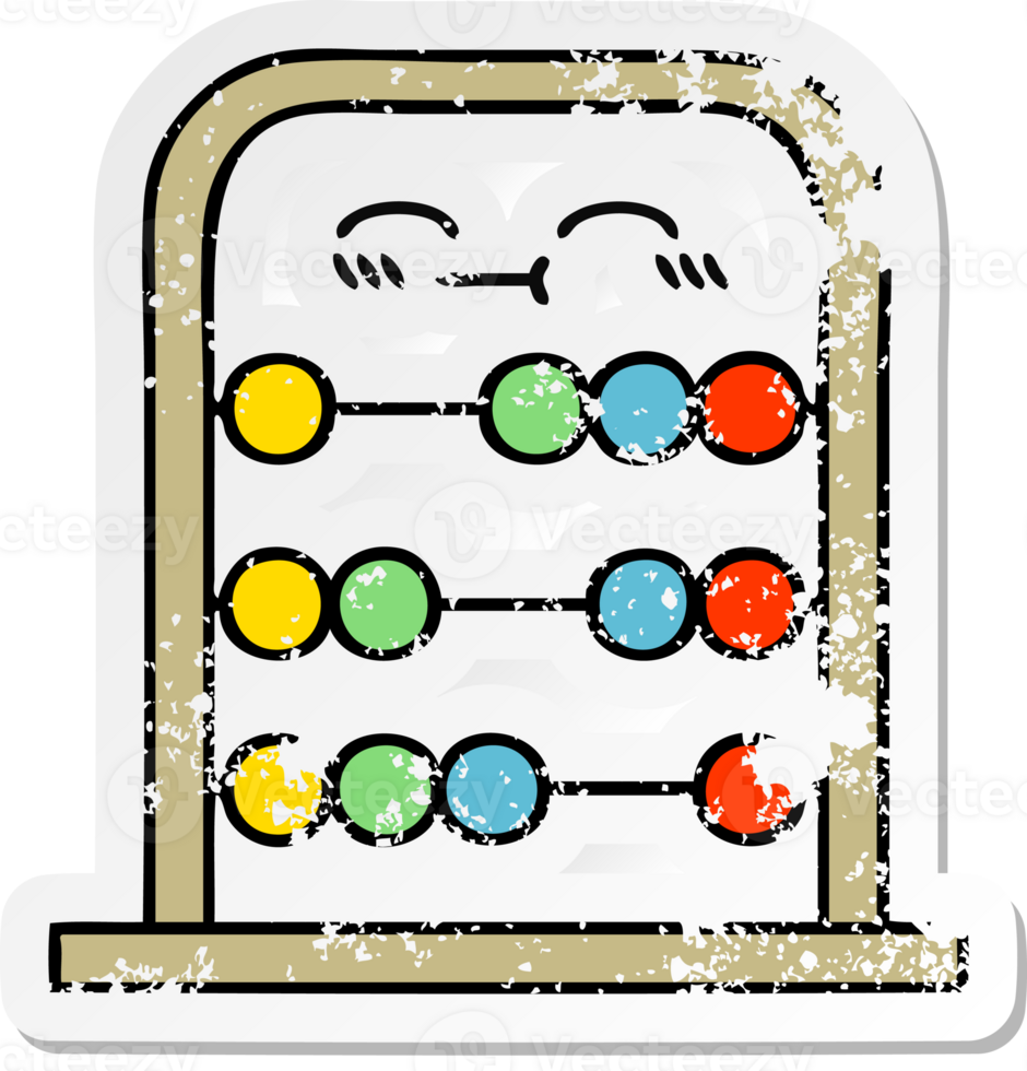 distressed sticker of a cute cartoon abacus png