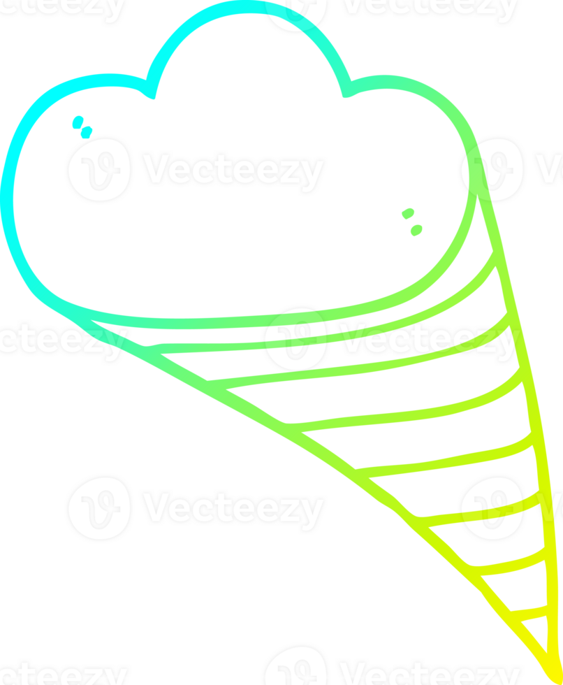 cold gradient line drawing of a cartoon decorative cloud element png