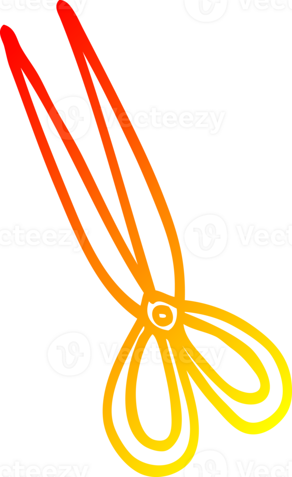 warm gradient line drawing of a cartoon scissors png