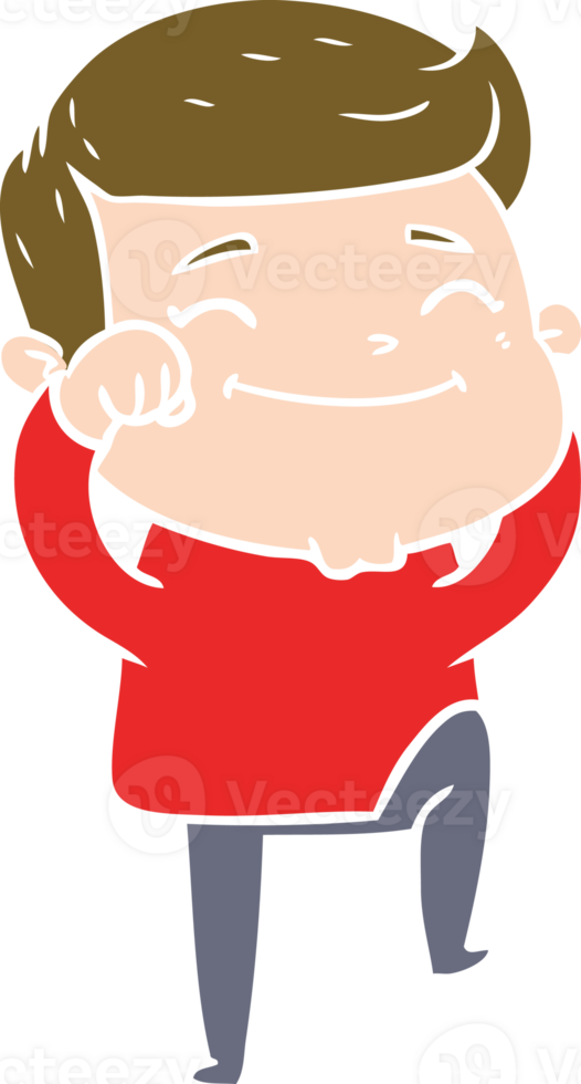 happy flat color style cartoon man png