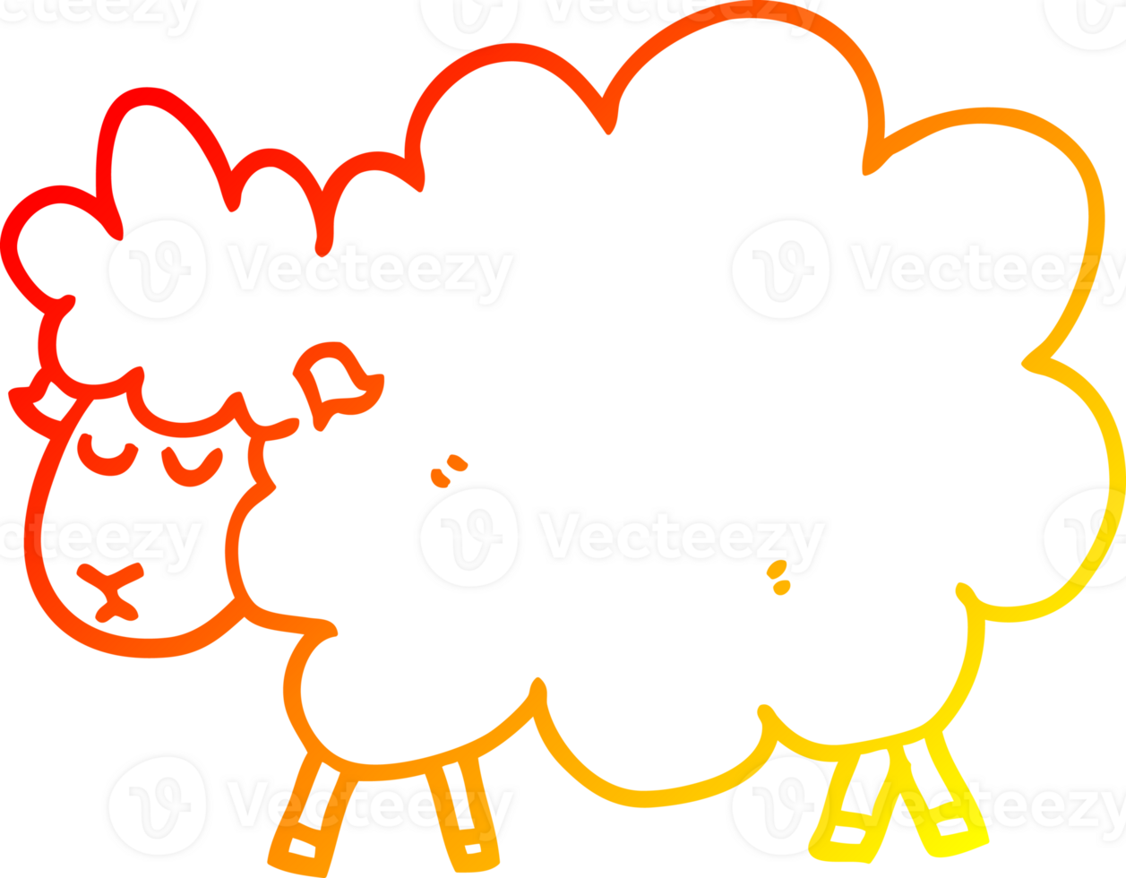warm gradient line drawing of a cartoon sheep png