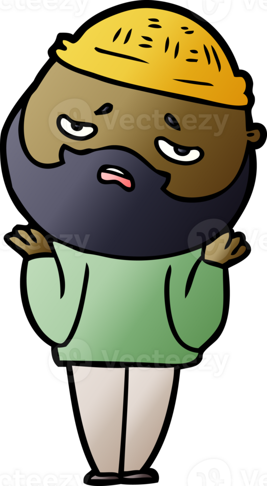 cartoon worried man with beard png