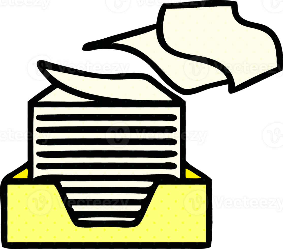 comic book style cartoon of a stacked papers png