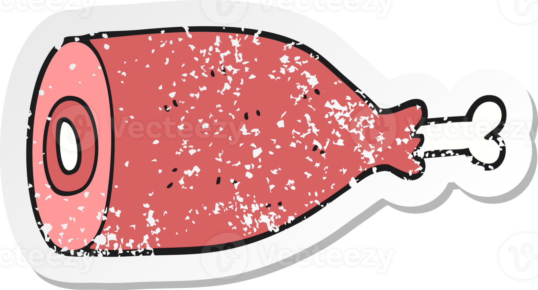 retro distressed sticker of a cartoon meat png