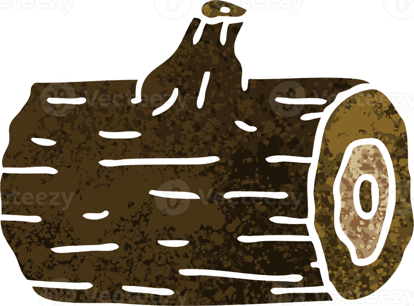 retro illustration style quirky cartoon wooden log png