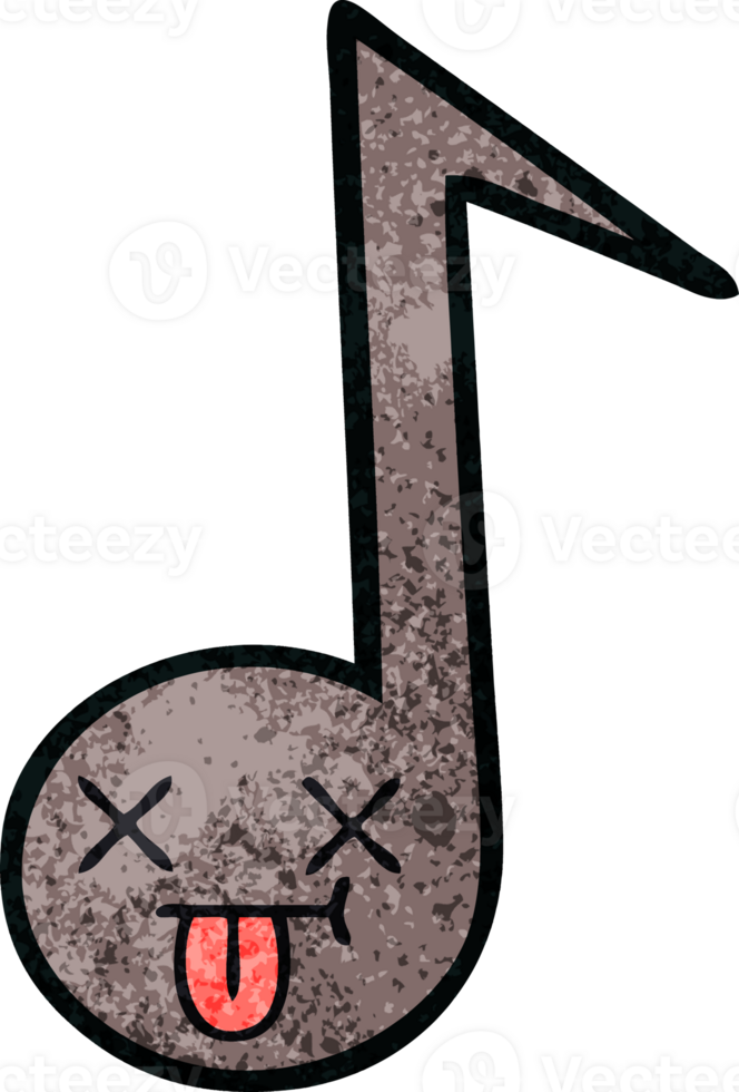retro grunge texture cartoon of a musical note png