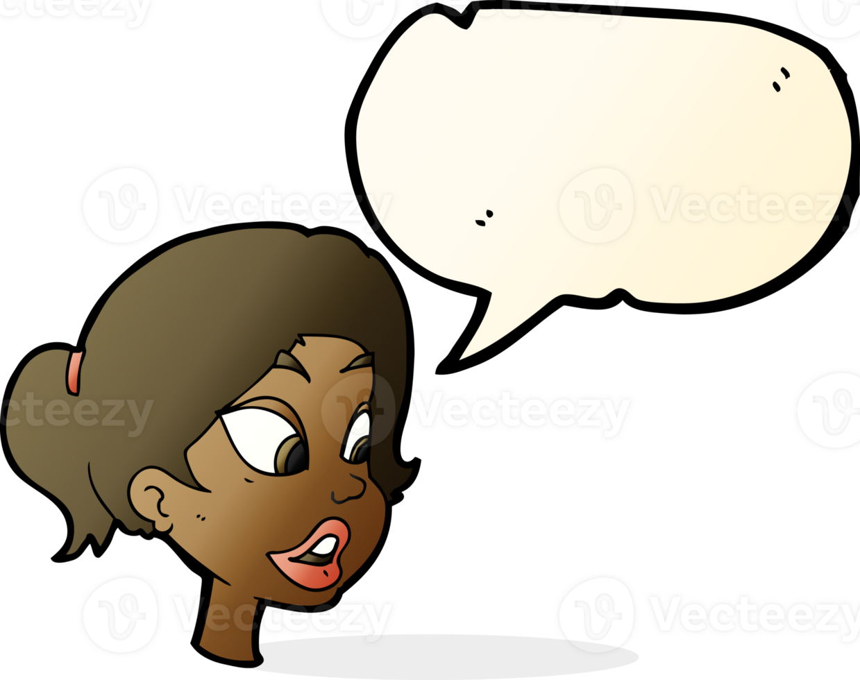cartoon friendly woman with speech bubble png