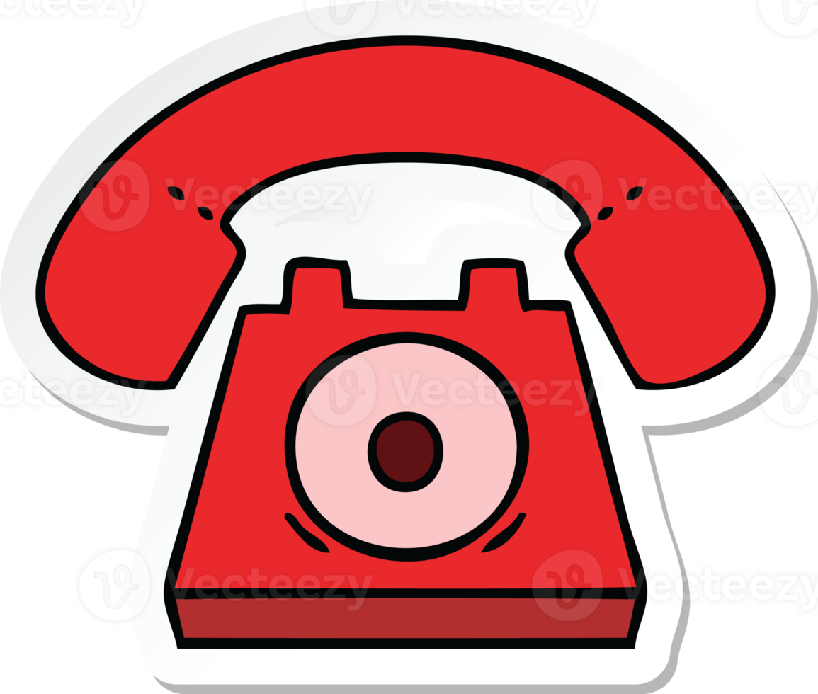 sticker of a cute cartoon red telephone png