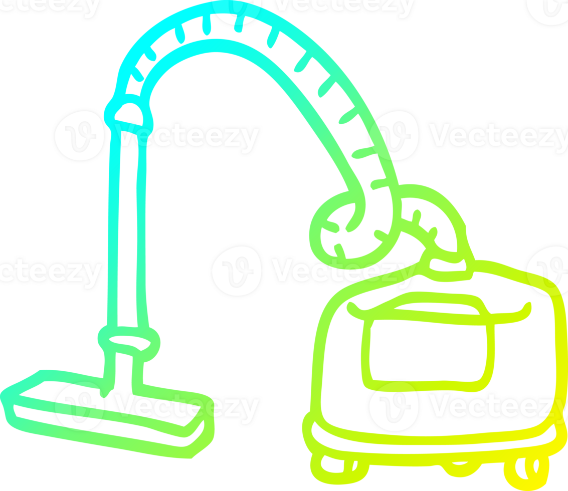 cold gradient line drawing of a cartoon vacuum hoover png