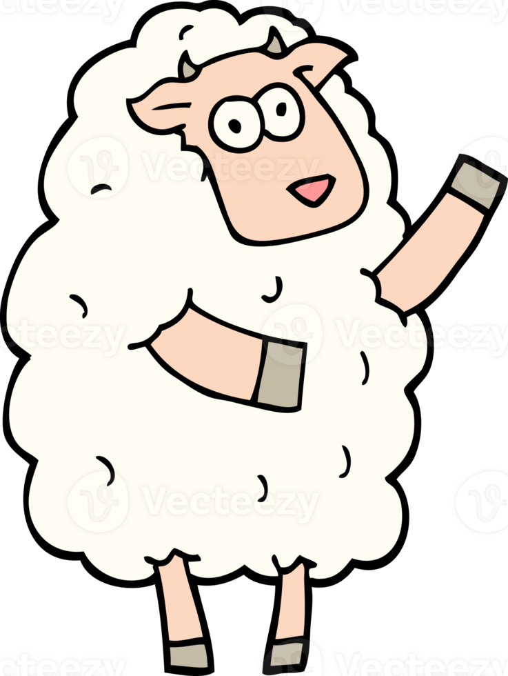 hand drawn doodle style cartoon sheep png