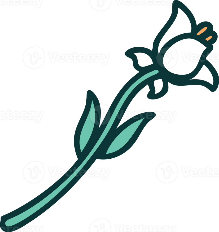 iconic tattoo style image of a lily png
