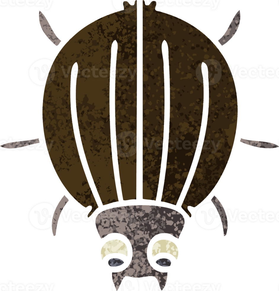retro illustration style quirky cartoon beetle png