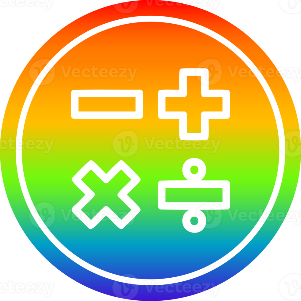 math with rainbow gradient finishs circular icon with rainbow gradient finish png