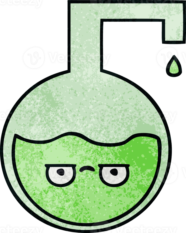 retro grunge texture cartoon of a science experiment png
