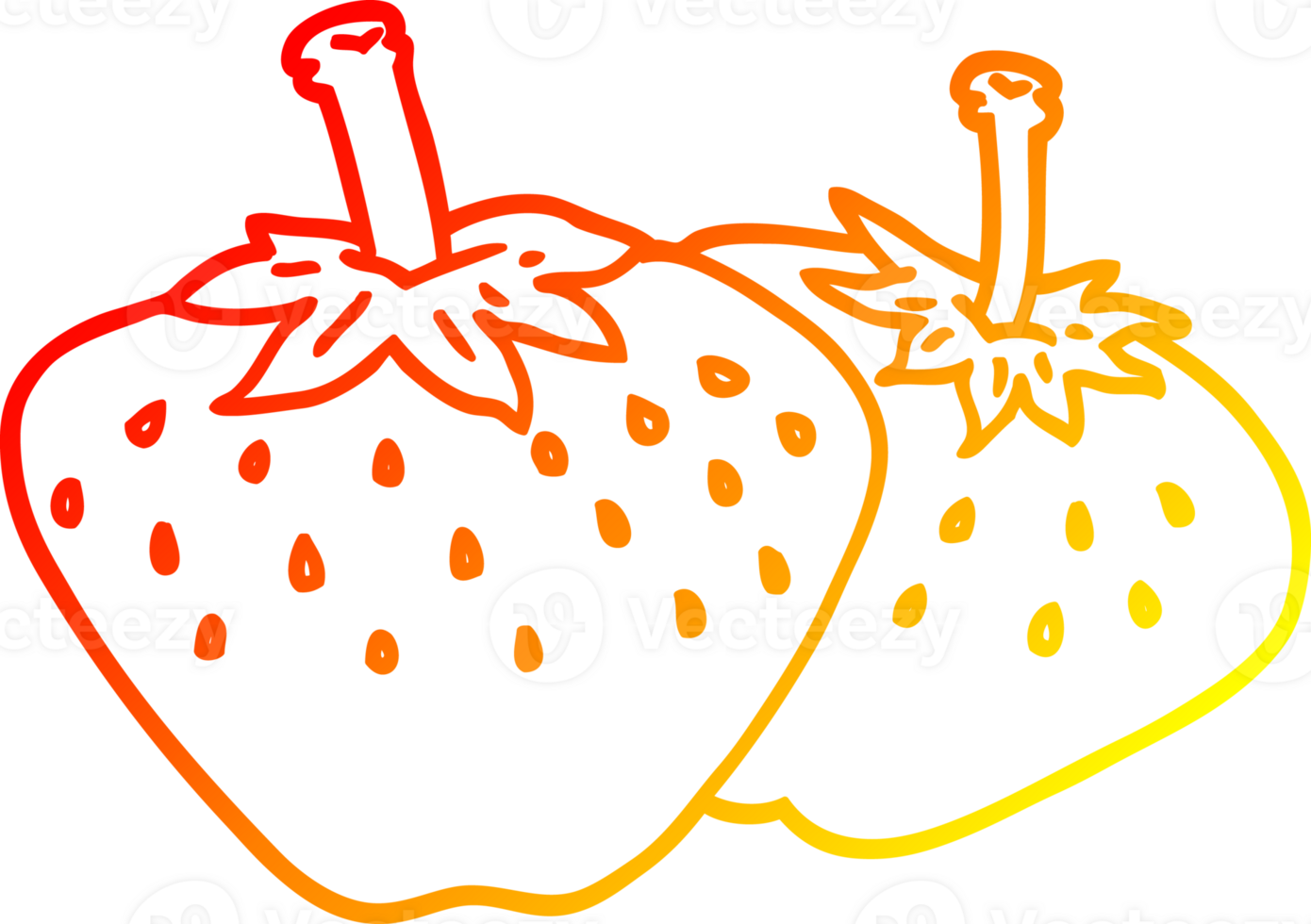 warm gradient line drawing of a cartoon strawberry png