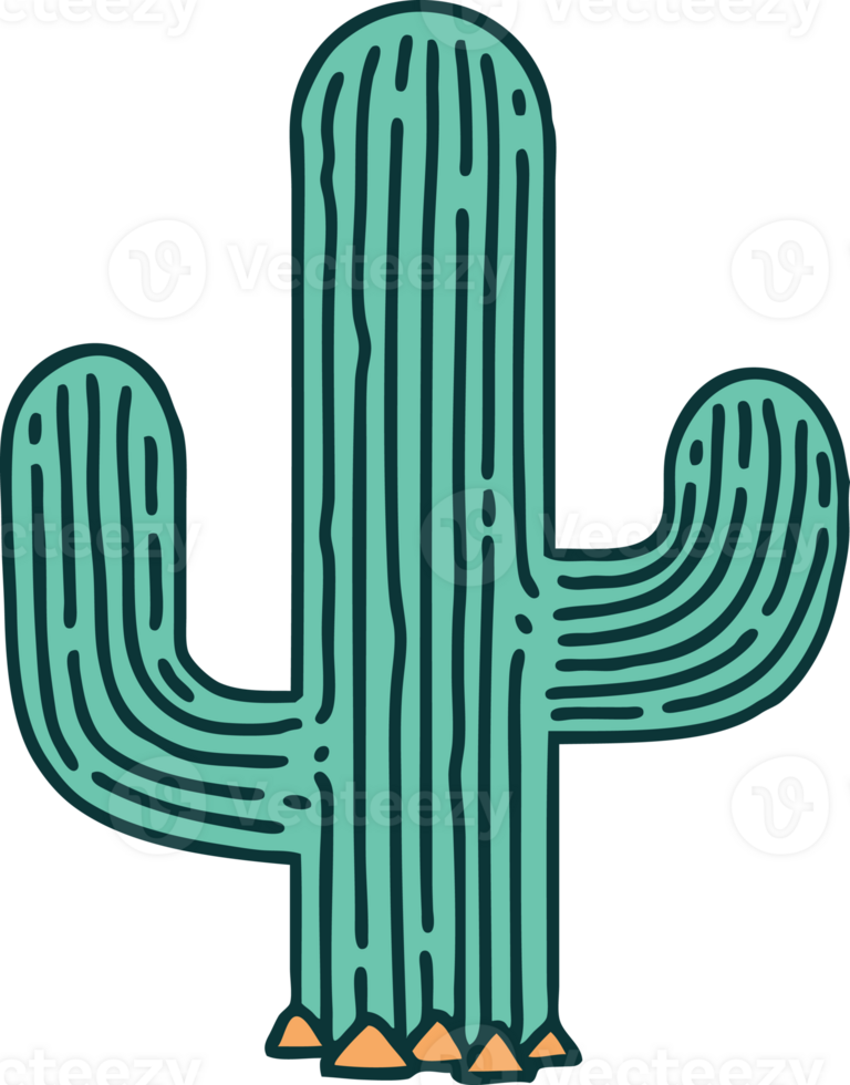 iconic tattoo style image of a cactus png