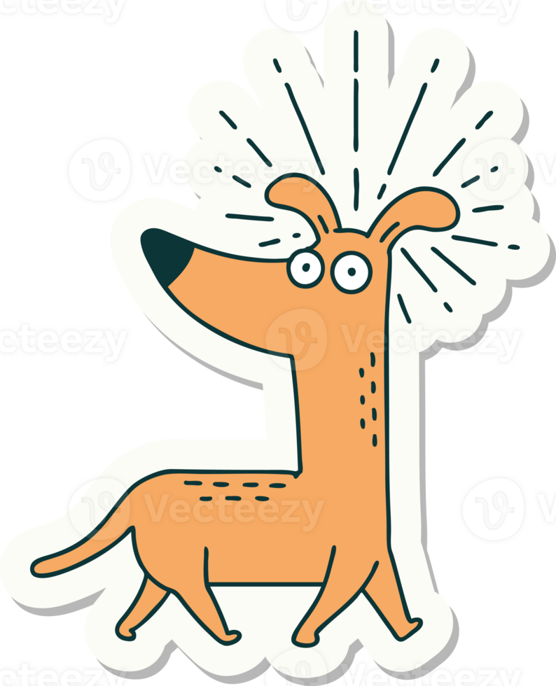 sticker of a tattoo style surprised dog png
