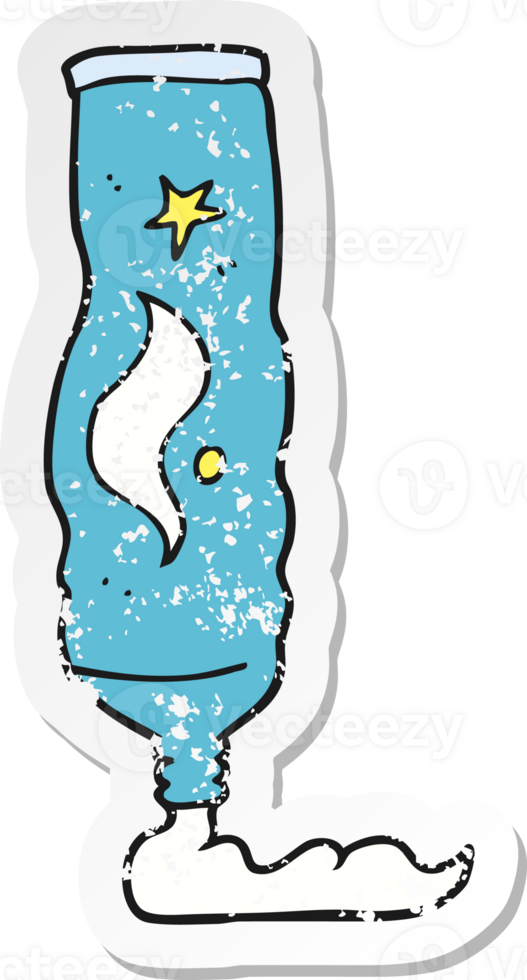retro distressed sticker of a cartoon toothpaste tube png