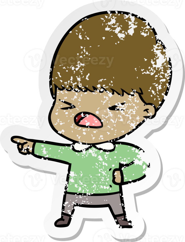 distressed sticker of a cartoon stressed man png