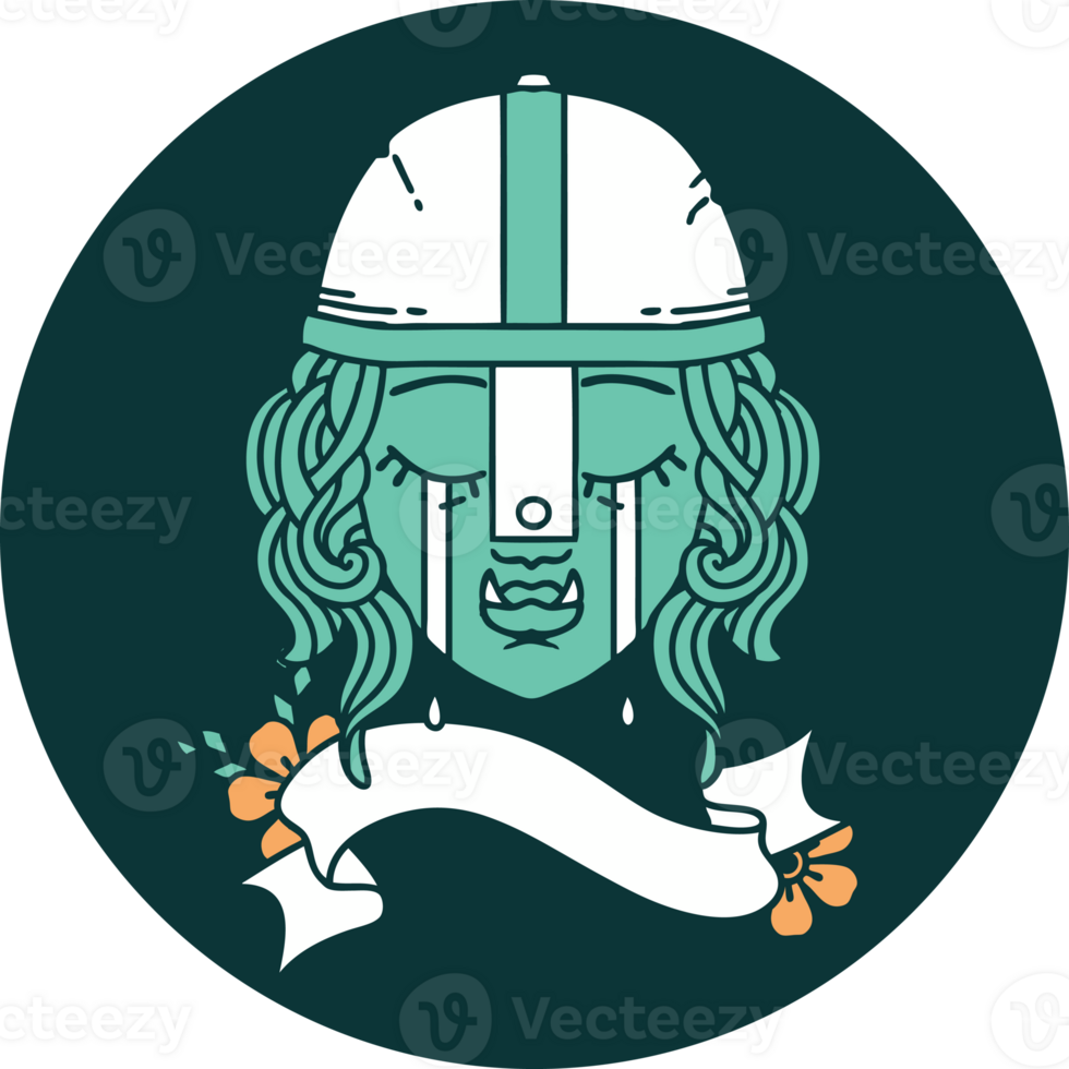 icon of crying orc fighter character face png