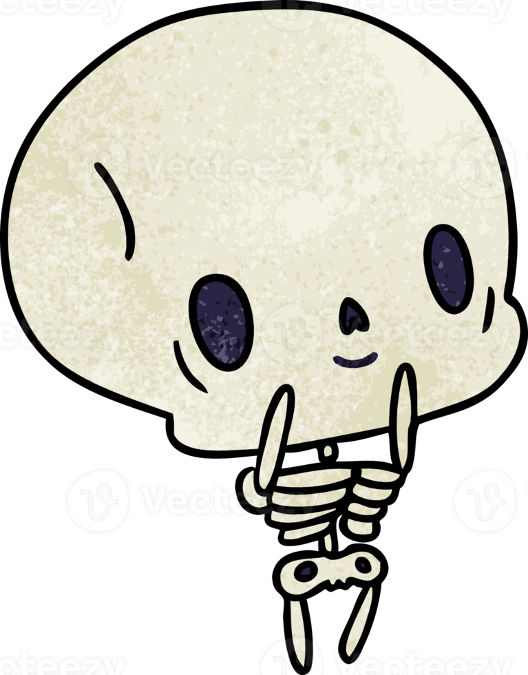 textured cartoon illustration kawaii cute dead skeleton png