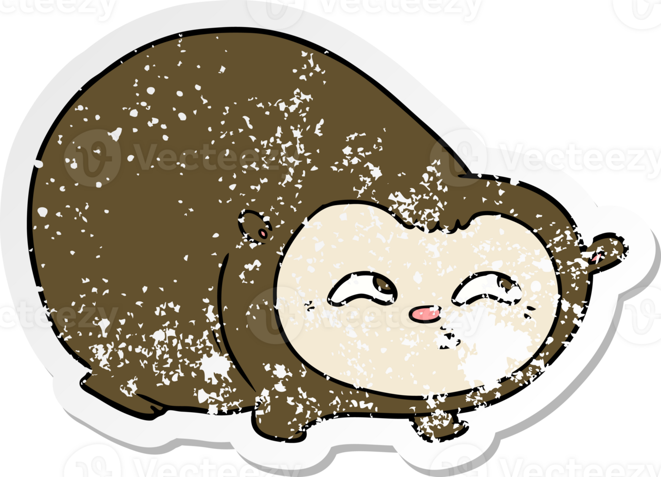 distressed sticker of a cartoon wombat png