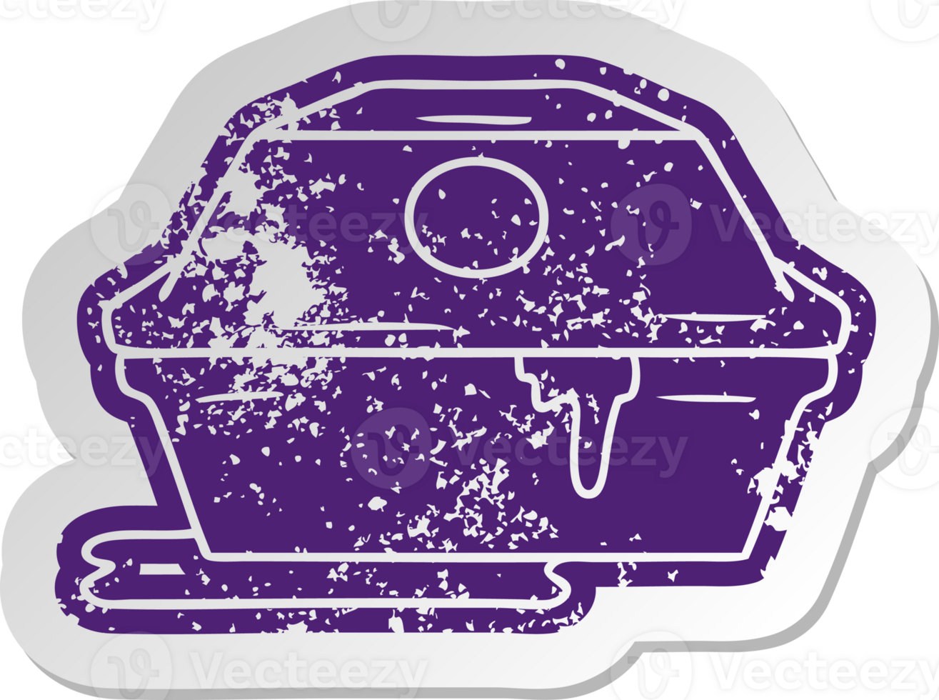 distressed old cartoon sticker of a fast food burger container png