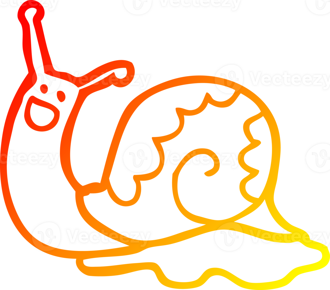 warm gradient line drawing of a cute cartoon snail png