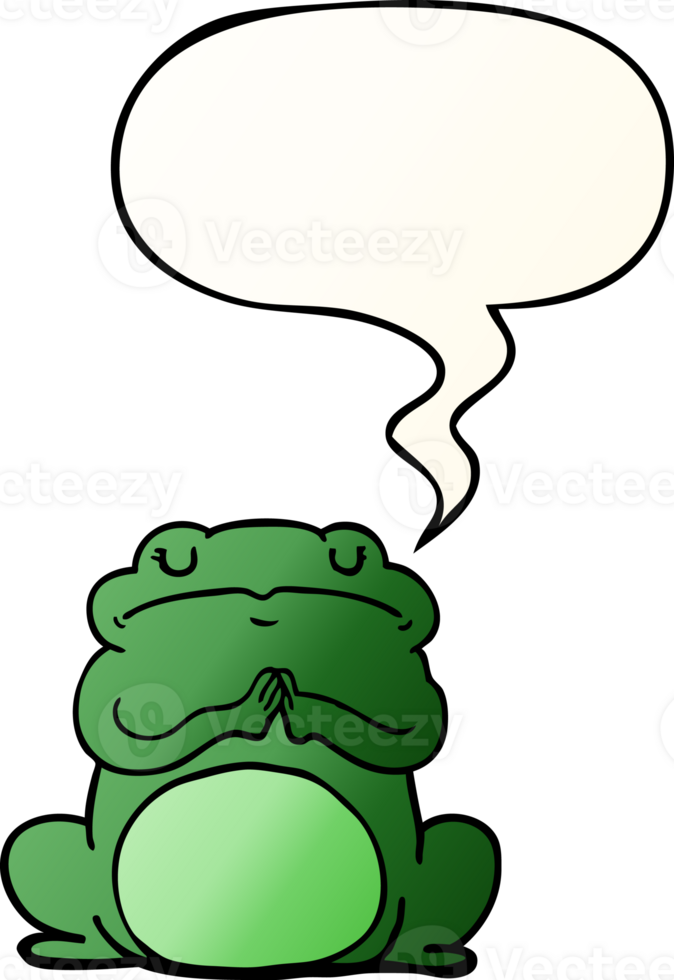 cartoon arrogant frog with speech bubble in smooth gradient style png