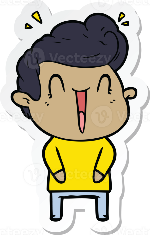 sticker of a cartoon excited man png