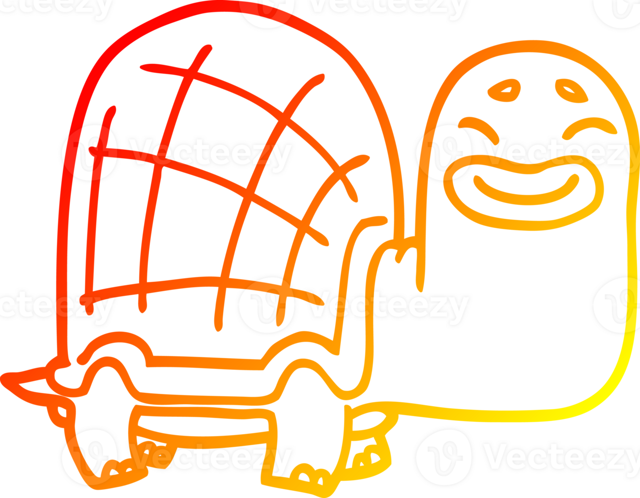 warm gradient line drawing of a cartoon happy turtle png