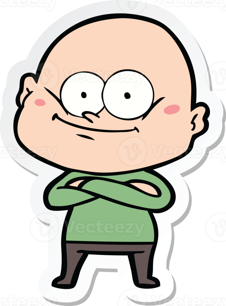 sticker of a cartoon bald man staring png