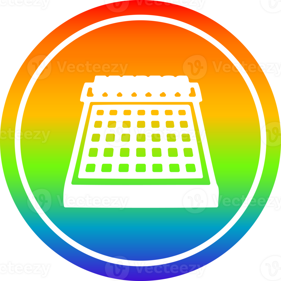 monthly calendar circular icon with rainbow gradient finish png