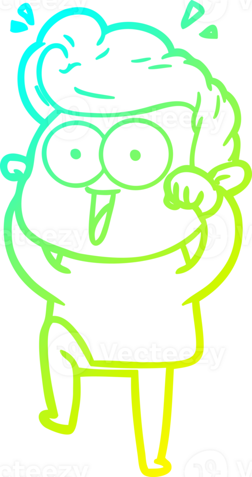 cold gradient line drawing of a cartoon man png