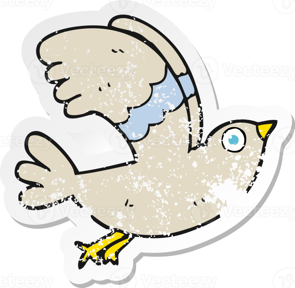 retro distressed sticker of a cartoon bird png