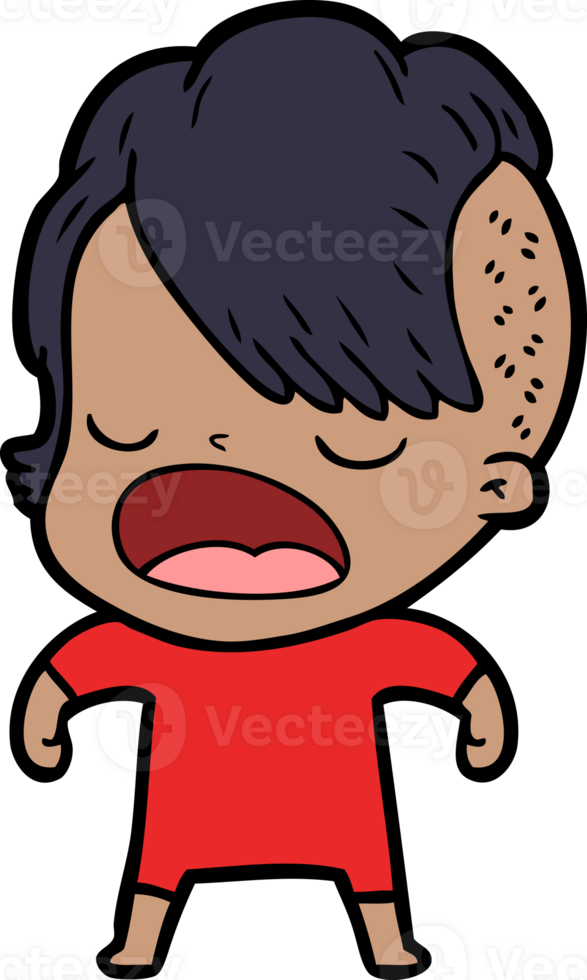 cartoon cool hipster girl talking png