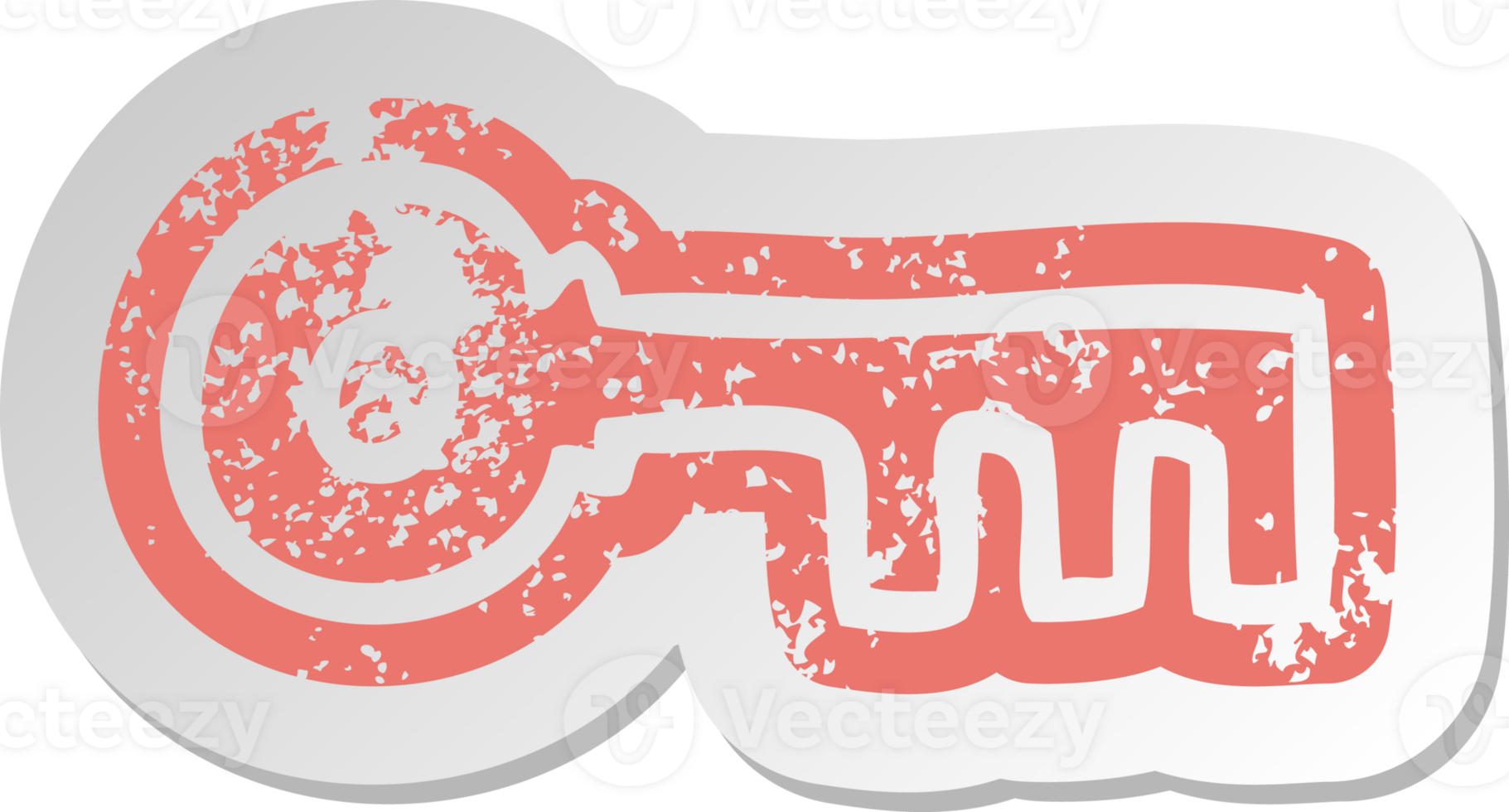 distressed old cartoon sticker of a brass key png