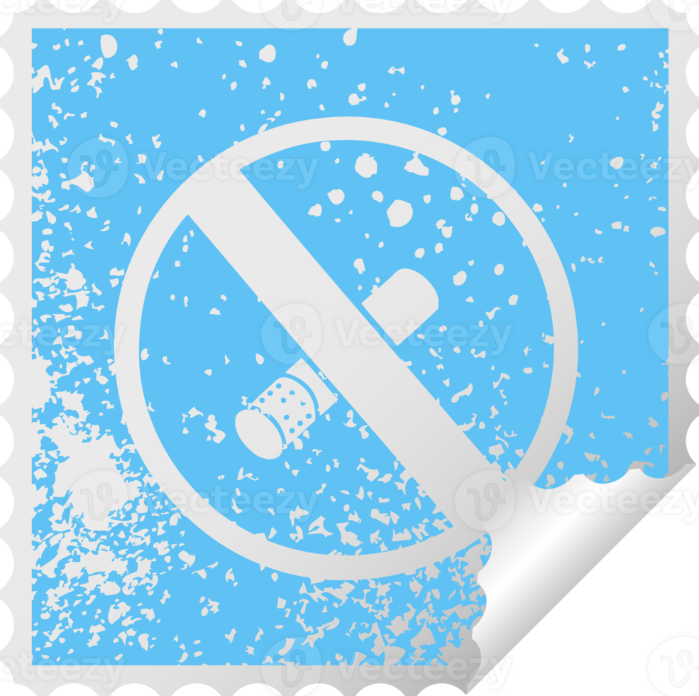 distressed square peeling sticker symbol of a no smoking allowed sign png