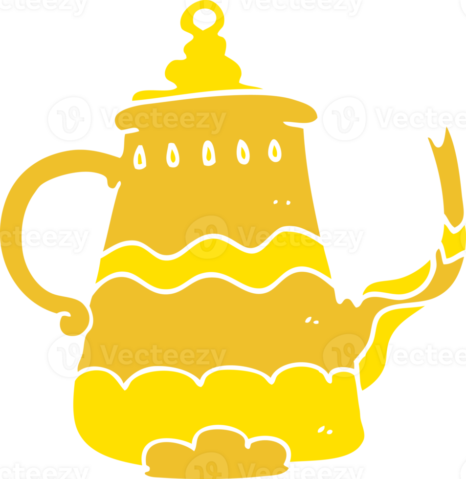 illustration en couleur plate d'une cafetière fantaisie png