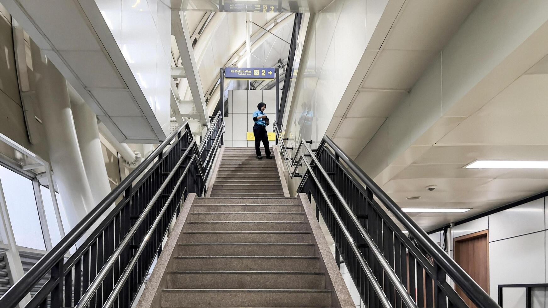 LRT Jakarta train station interior view. Indonesia public transportation. Bekasi, Indonesia, May 1, 2024 photo