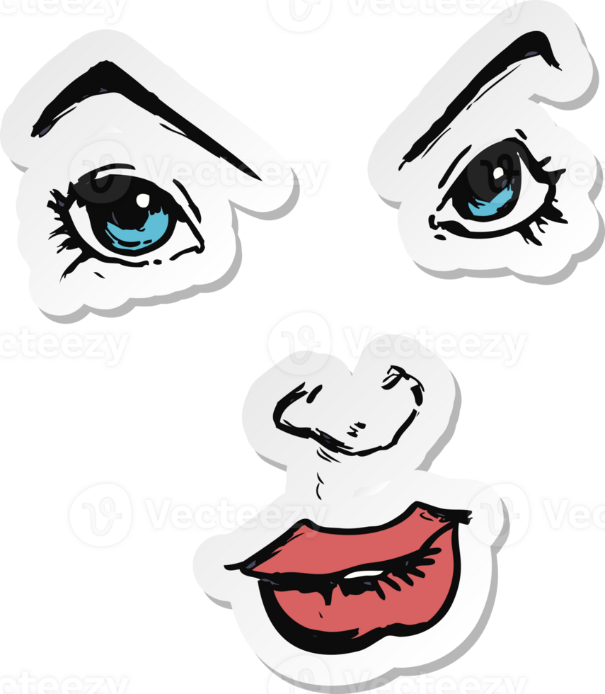 sticker of a cartoon comic book face png