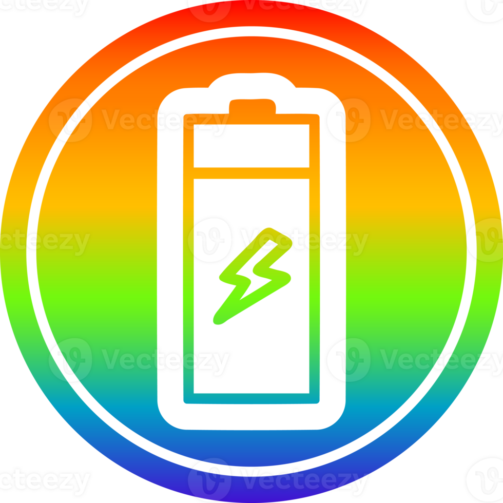battery circular icon with rainbow gradient finish png