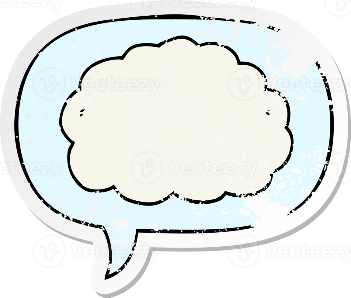 cartoon cloud with speech bubble distressed distressed old sticker png