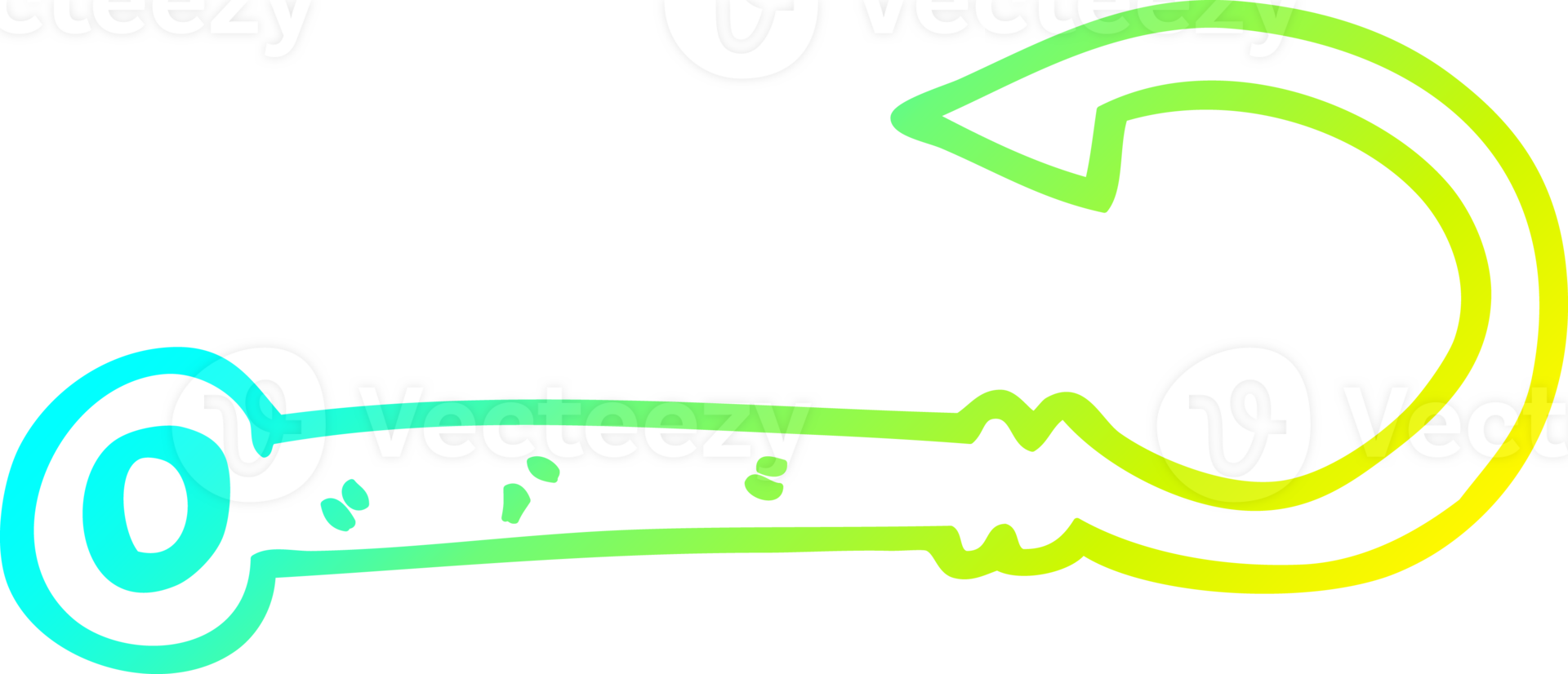 cold gradient line drawing of a cartoon fish hook png