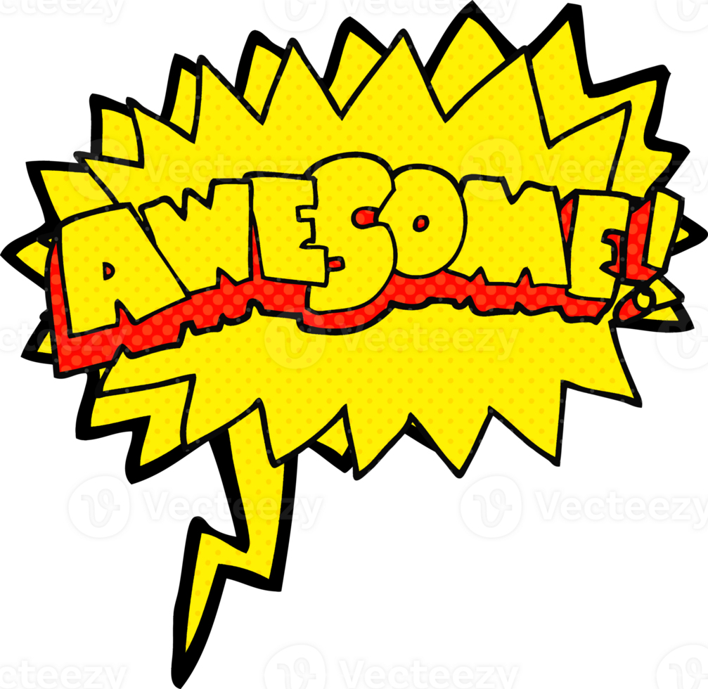 hand drawn comic book speech bubble cartoon awesome symbol png