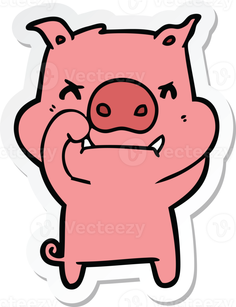 sticker of a angry cartoon pig png