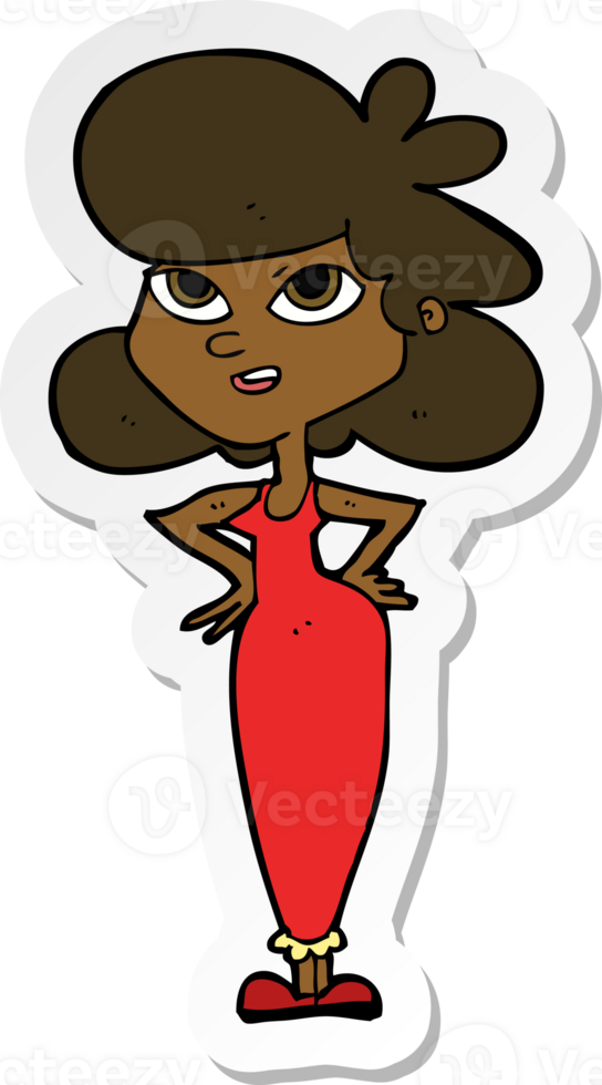 sticker of a cartoon girl with hands on hips png